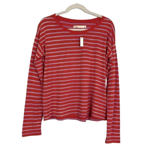 Madewell Hi Line Striped Top, NWT, size small, red/purple - Picture 1 of 6